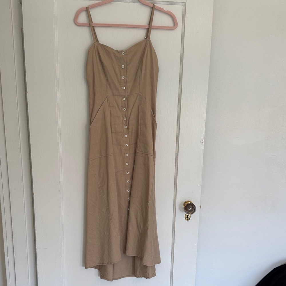 A.L.C. Tan High Low Button-Down Dress - Size 4